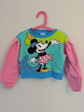 Minnie Mouse Colorblock Sweatshirt - Pink Sleeves, Turquoise Body
